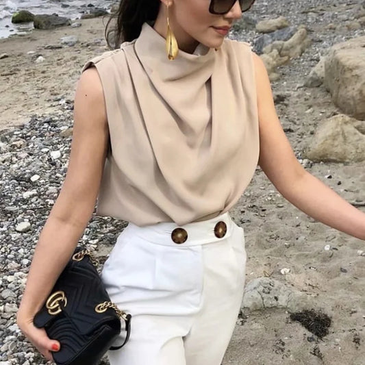 Vintage women elegant stand collar soft shirts 2020 summer fashion ladies stylish loose blouses casual female tops girls chic