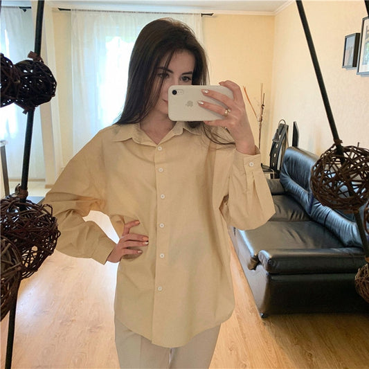 HziriP Women Blouses 2020 Spring Solid Blouse Loose Casual Vacation All-Match Women Tops Shirts Blusas Camisas Mujer 4 Colors