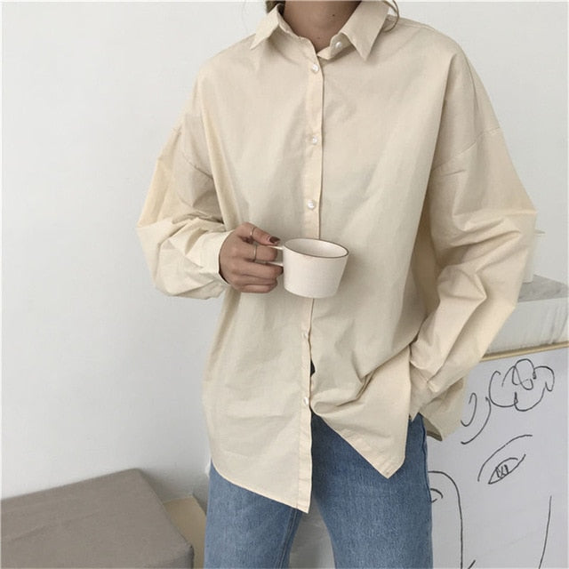 HziriP Women Blouses 2020 Spring Solid Blouse Loose Casual Vacation All-Match Women Tops Shirts Blusas Camisas Mujer 4 Colors