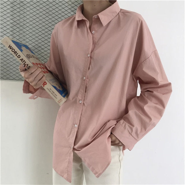 HziriP Women Blouses 2020 Spring Solid Blouse Loose Casual Vacation All-Match Women Tops Shirts Blusas Camisas Mujer 4 Colors
