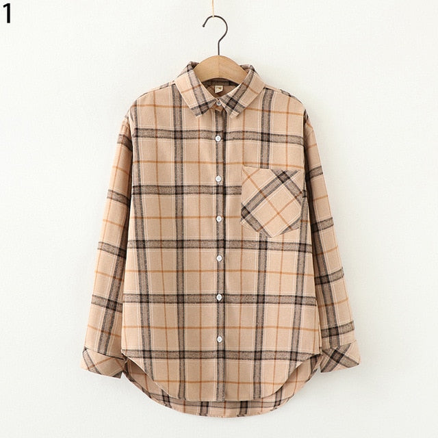 Plaid women loose shirts 2020 fashion ladies casual shirt long sleeve boho blouses vintage female tops streetwear girls chic