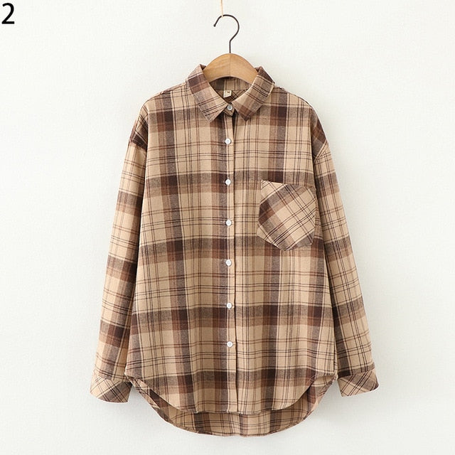 Plaid women loose shirts 2020 fashion ladies casual shirt long sleeve boho blouses vintage female tops streetwear girls chic