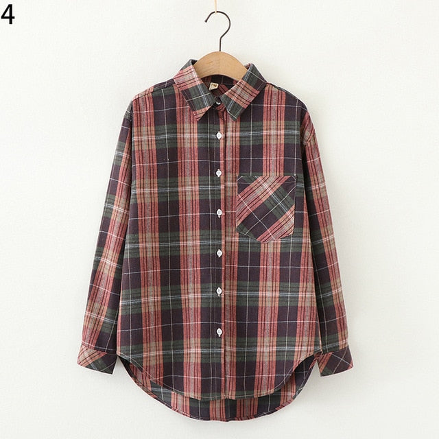 Plaid women loose shirts 2020 fashion ladies casual shirt long sleeve boho blouses vintage female tops streetwear girls chic