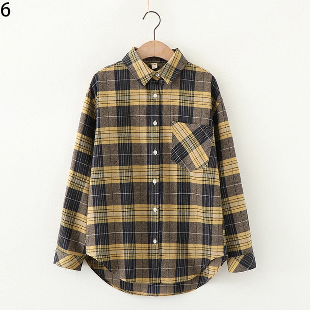 Plaid women loose shirts 2020 fashion ladies casual shirt long sleeve boho blouses vintage female tops streetwear girls chic