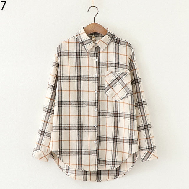 Plaid women loose shirts 2020 fashion ladies casual shirt long sleeve boho blouses vintage female tops streetwear girls chic