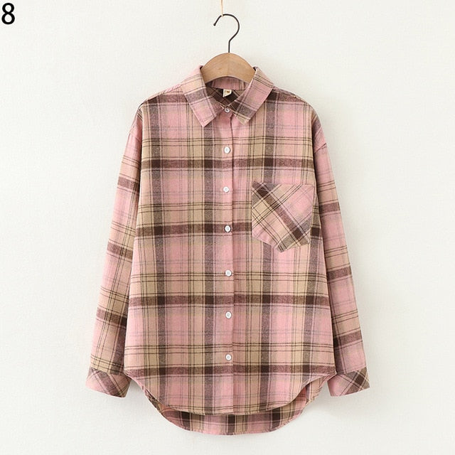 Plaid women loose shirts 2020 fashion ladies casual shirt long sleeve boho blouses vintage female tops streetwear girls chic