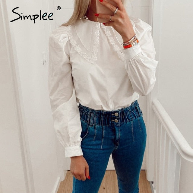 Simplee Vintage floral print blouse women Casual long sleeve female top shirt v-neck streetwear office ladies blouse shirt 2020