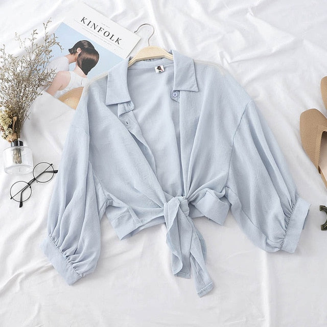 HELIAR Chiffon Shirts Women Half Sleeve Button Up Chiffon Blouses Female Elegant Casual Solid OL Shirts For Women 2020 Autumn