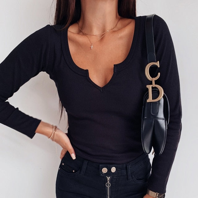 Women Sexy V-Neck Button Blouses Shirts Autumn 2020 Elegant Casual Long Sleeves Solid Tops 5XL Female Vintage Fashion Slim Blusa