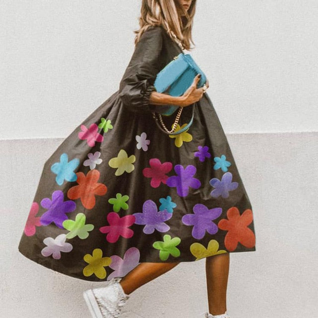 Summer Floral Leopard Print Half Sleeve Top shirt  Women Casual O Neck Loose long Top shirt Retro Elegant Female Vestidos