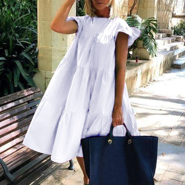 Summer Floral Leopard Print Half Sleeve Top shirt  Women Casual O Neck Loose long Top shirt Retro Elegant Female Vestidos