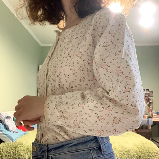 Hzirip Korean Women Blouses 2020 Spring Summer Sweet Fashion Square Collar Casual Print Shirt Long Sleeve Women Tops Shirts