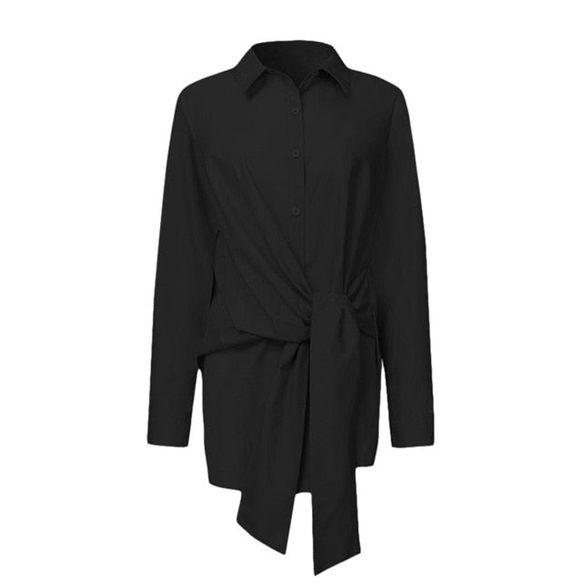 Women Deep V Neck Blouses Puff Sleeve White and Black Tops Office Lady Long Sleeve Shirts Autumn Clothes Vestidos Plus Size S-XL