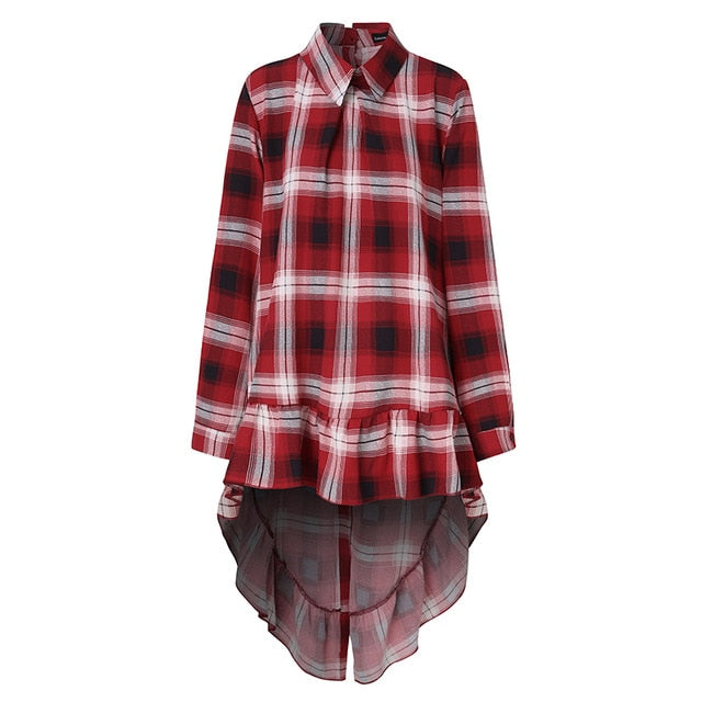 Celmia Women Asymmetrical Tops 2020 Fashion Solid Back Buttons Ruffles Shirts Long Sleeve Lapel Casual Blouses Ladies Blusas 5XL