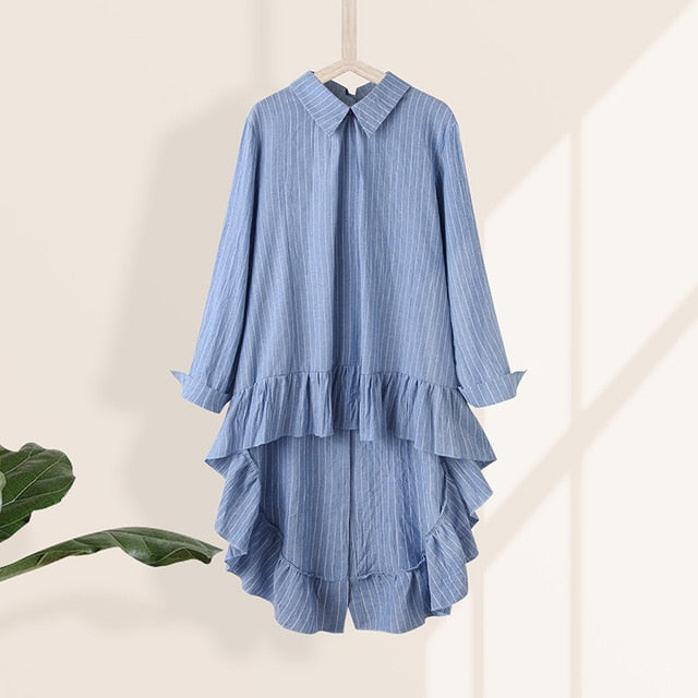 Celmia Women Asymmetrical Tops 2020 Fashion Solid Back Buttons Ruffles Shirts Long Sleeve Lapel Casual Blouses Ladies Blusas 5XL