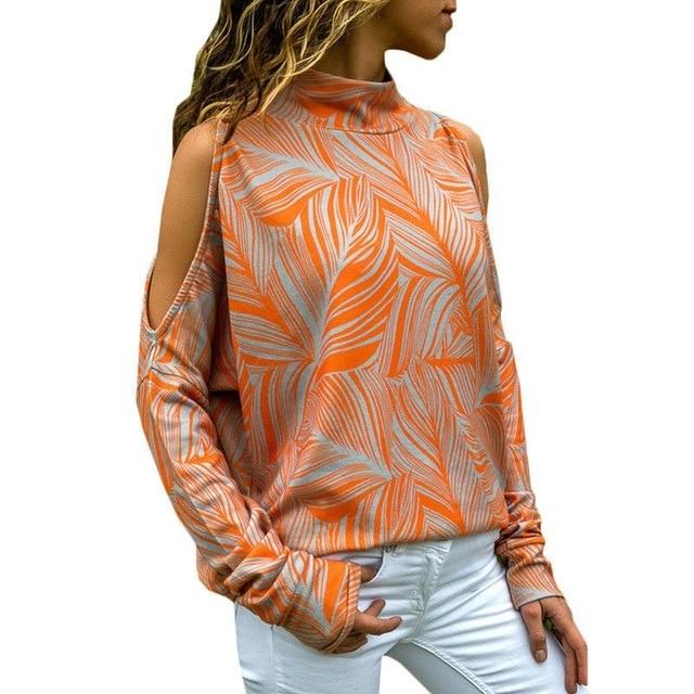 Womens Long Sleeve Shirts New 2019 Ladies Jumper Pullover Tops Striped Bare Shoulder Blouse Autumn Winter Elegant Woman Tops Hot