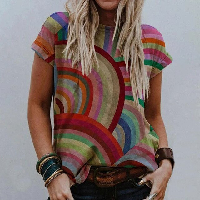 3XL Vintage Pattern Print Blouse Shirt Women 2020 Summer O Neck Short Sleeve Loose Tops Pullover Female Casual Streetwear Blusas