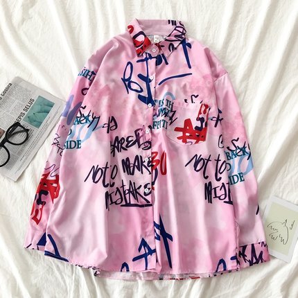 Autumn Spring Women Shirts Black White Cartoon Cat Print Blouses Fashion Slim Long Sleeve Chiffon Shirt Female Tops Blusas Mujer