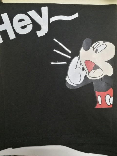Disney Shirts Hey Mickey Mouse Print Blouses Summer Graphic Casual Female Clothes Tops Tee Korean Style Lady Fashion Shirts