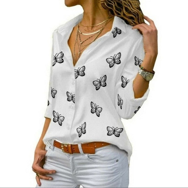 Women White Blouses Basic Selling Button Solid 2020 summer Long Sleeve Shirt Female Chiffon Women's Slim Clothing Plus Size Tops