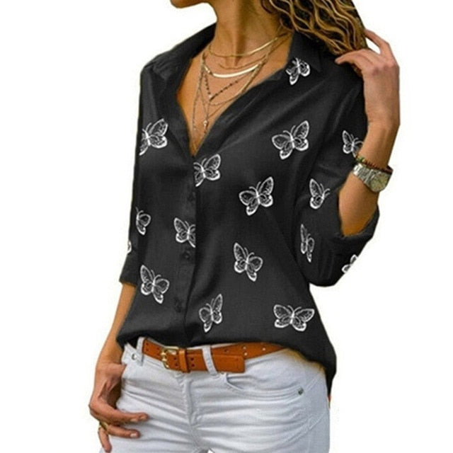Women White Blouses Basic Selling Button Solid 2020 summer Long Sleeve Shirt Female Chiffon Women's Slim Clothing Plus Size Tops