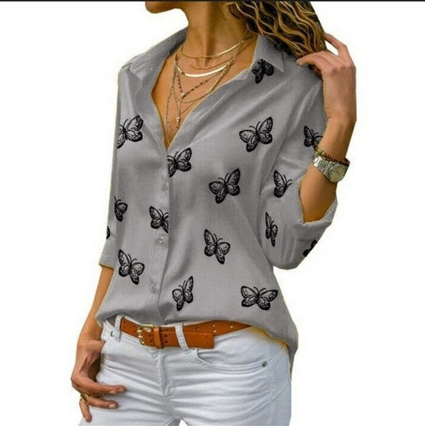 Women White Blouses Basic Selling Button Solid 2020 summer Long Sleeve Shirt Female Chiffon Women's Slim Clothing Plus Size Tops