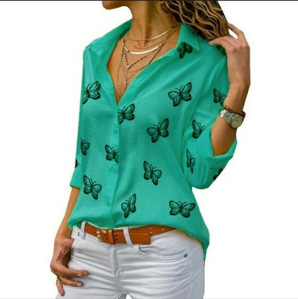 Women White Blouses Basic Selling Button Solid 2020 summer Long Sleeve Shirt Female Chiffon Women's Slim Clothing Plus Size Tops