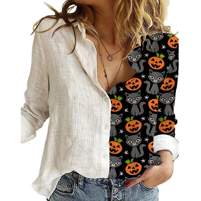 Women Elegant Turn-down Collar Button Blouse Shirt 2020 Autumn Floral Print Long Sleeve Tops Ladies New Casual Plus Size Blouses