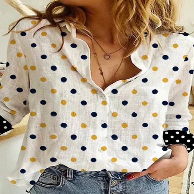 Elegant Print Turn-Down Collar Blouse Shirt 2020 Autumn Lady Office Long Sleeve Tops Casual Women Button Plus Size Shirts Blusas