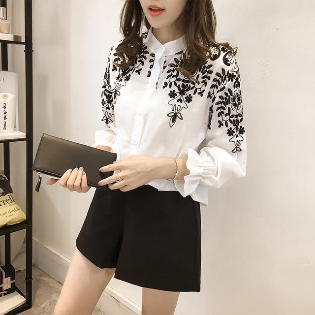 New Arrival 2020 Fashion embroidery women's clothing long Sleeve Casual Women Blouse shirt office lady women tops blusas 529E 30
