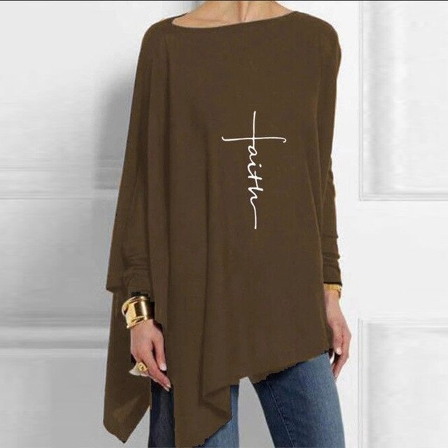 Vintage Abstract Face Printed Irregular Shirt Women O Neck Long Sleeve Autumn Blouse Casual Loose Oversize Pullover Harajuku Top