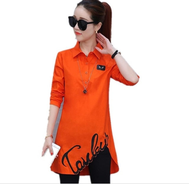 Cotton shirt tops 2020 spring autumn blouse new women's  blouse fashion long-sleeved slim wild Han Fan shirt tops
