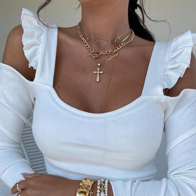 Fashion Autumn Butterfly Long Sleeve Shirt Blouse Elegant O Neck Slim Rib Pullover Tops Winter Casual Women Ruffle Shirts Blusa