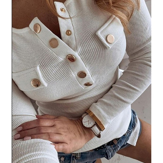 Autumn Sexy V Neck Button Shirts Blouse 2020 Fashion Lace Long Sleeve Pullovers Tops Casual Female Solid Shirt Blusas Streetwear