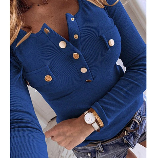 Autumn Sexy V Neck Button Shirts Blouse 2020 Fashion Lace Long Sleeve Pullovers Tops Casual Female Solid Shirt Blusas Streetwear
