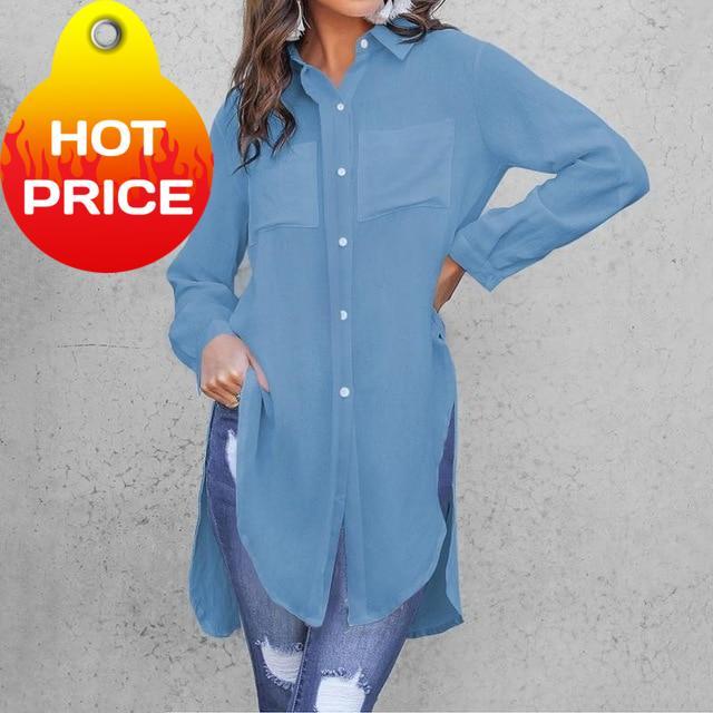 11 Colors Celmia Elegant Long Sleeve White Blouse Women Shirts Office Ladies Work Wear Turn Down Collar Womens Tops And Blouses