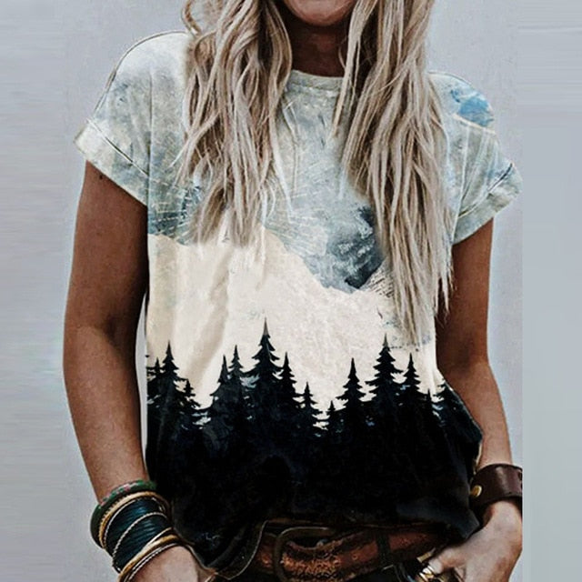 3XL Vintage Pattern Print Blouse Shirt Women 2020 Summer O Neck Short Sleeve Loose Tops Pullover Female Casual Streetwear Blusas