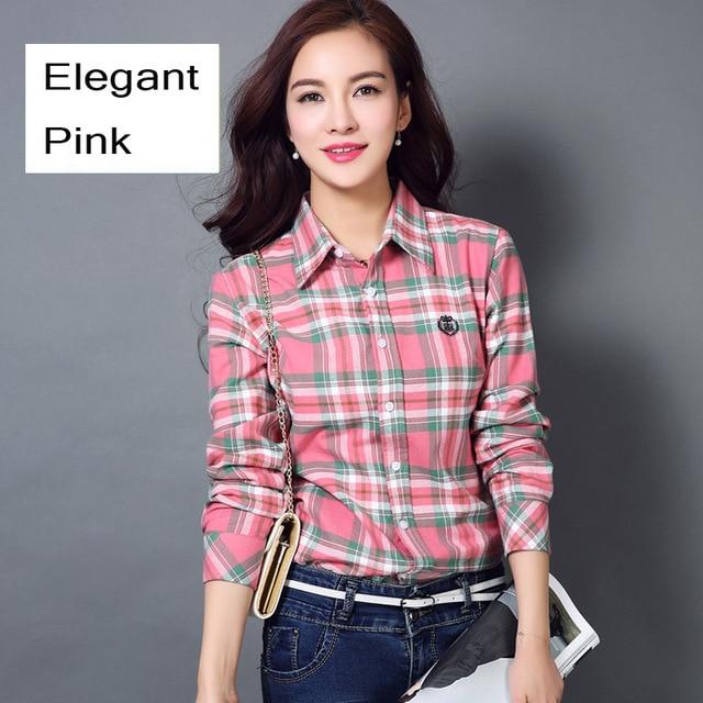 2020 fashion ladies plaid shirt tops long sleeve women casual embroidered shirt Pure cotton flannel shirt blouse women shirts