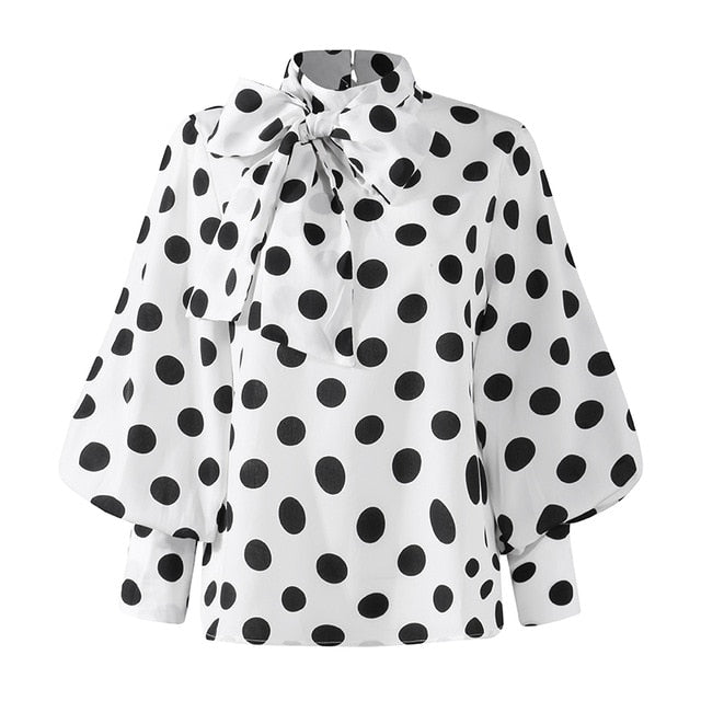 Celmia Plus Size Women Satin Blouse 2020 Fashion Tunic Top Elegant OL Bow Tie Neck Lantern Sleeve Office Shirt Casual Blusas 5XL