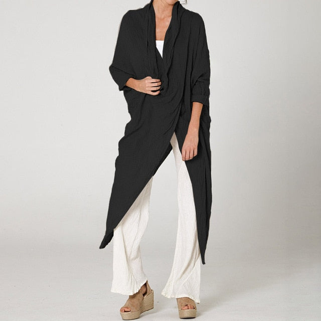 Plus Size Women Tops and Blouse 2020 Celmia Autumn Vintage Long Shirt Casual Cowl Neck Long Sleeve Asymmetrical Party Blusas 5XL