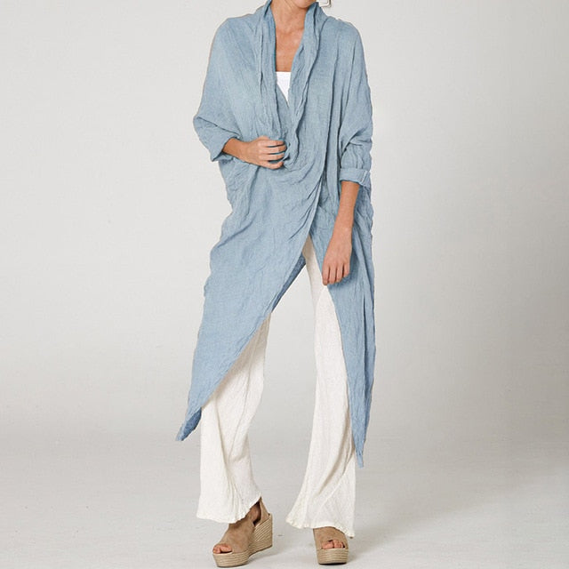 Plus Size Women Tops and Blouse 2020 Celmia Autumn Vintage Long Shirt Casual Cowl Neck Long Sleeve Asymmetrical Party Blusas 5XL