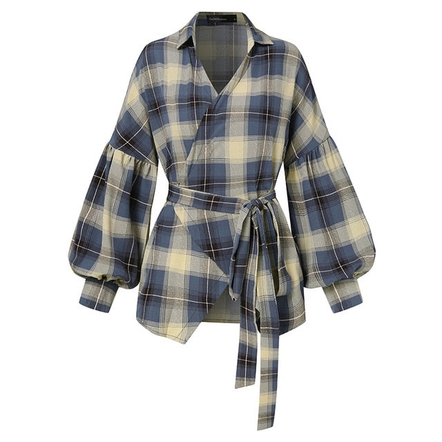 8 Colors Celmia Women Tops and Blouse 5XL Sexy V-neck Point Dot Elegant OL Shirt Casual Loose Belted Lantern Sleeve Tunic Blusas