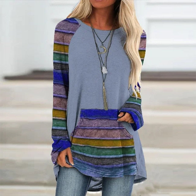 Vintage Abstract Face Printed V Neck Blouse Shirt Women Autumn Long Sleeve Irregular Tops Pullover Casual Loose Harajuku Blouses