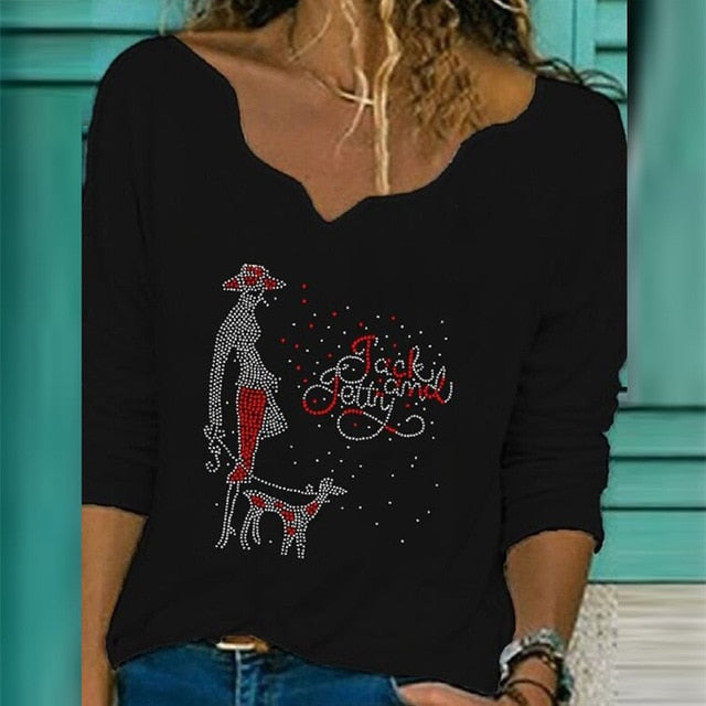 Autumn Women Elegant V-Neck Print Blouse Shirt 2020 New Casual Loose Long Sleeve Tops Ladies Plus Size Streetwear Pullover Blusa