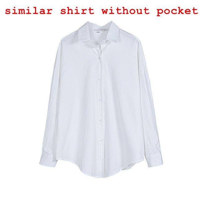 Lizkova 100% Cotton White Blouse Women Japenese Oversized Shirt 2020 Lapel Long Sleeve Ladies Casual Tops 8887