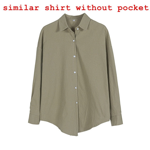 Lizkova 100% Cotton White Blouse Women Japenese Oversized Shirt 2020 Lapel Long Sleeve Ladies Casual Tops 8887