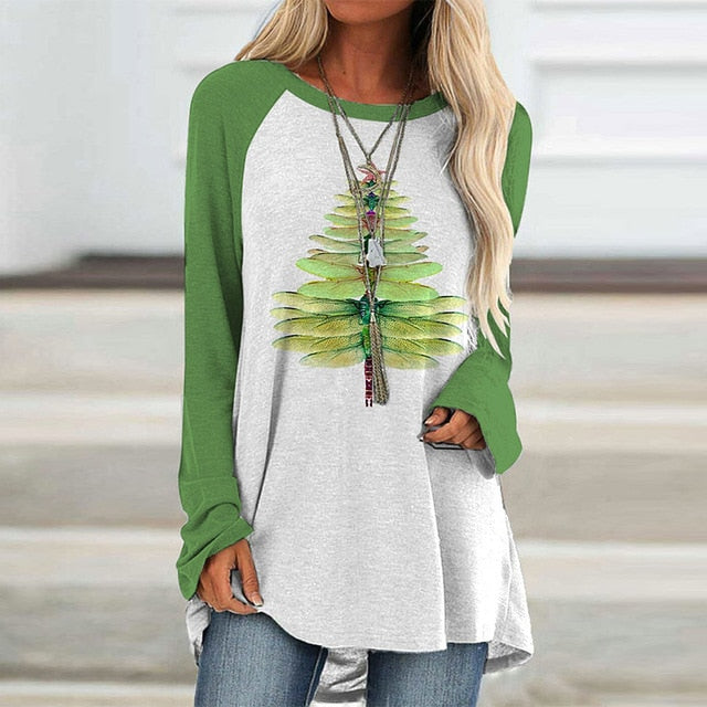 Vintage Abstract Face Printed V Neck Blouse Shirt Women Autumn Long Sleeve Irregular Tops Pullover Casual Loose Harajuku Blouses