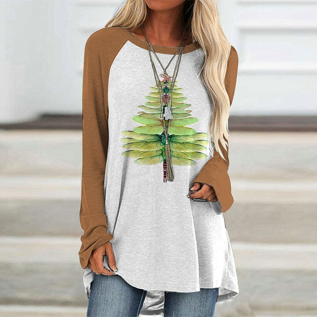 Vintage Abstract Face Printed V Neck Blouse Shirt Women Autumn Long Sleeve Irregular Tops Pullover Casual Loose Harajuku Blouses