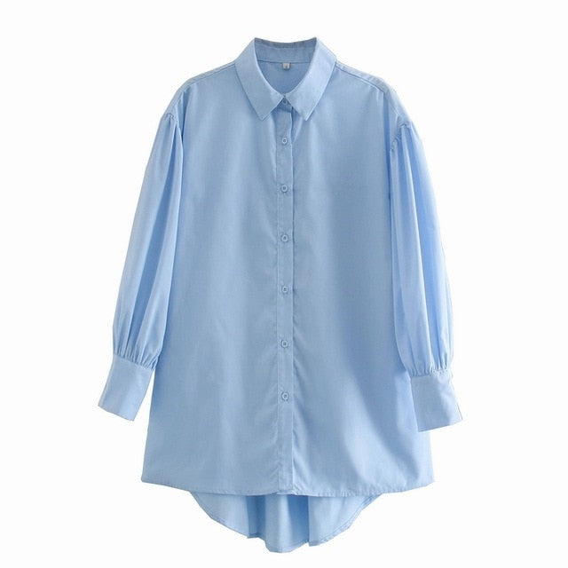 Stylish Women Long Shirt Autumn 2020 New Fashion White and Black Blouse Modern Lady Loose Long Sleeve Shirts