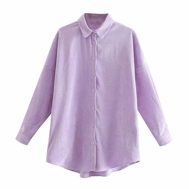 Wixra Women Loose Blouses Shirts Single-breasted Female Shirts New Fashion Autumn Winter Corduroy Tops